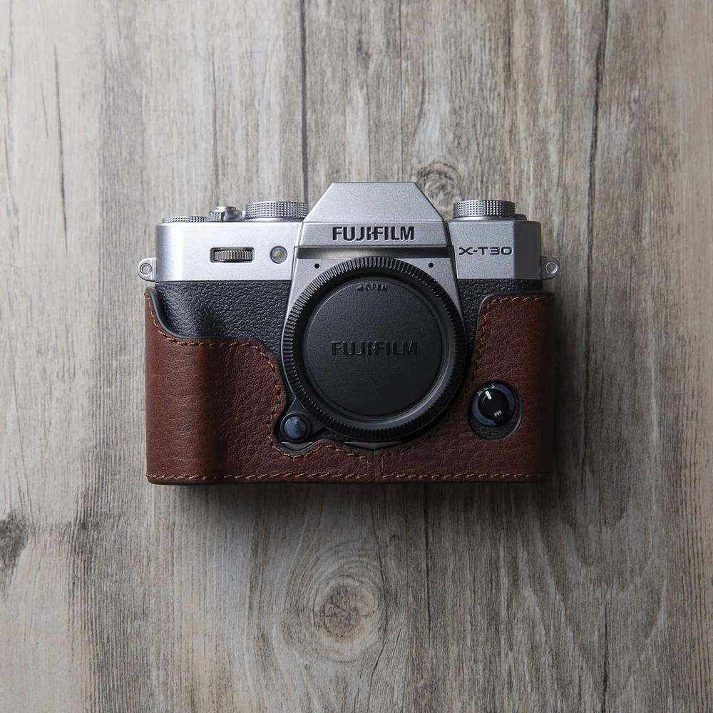 coffee AYdgcam чехол для камеры из натуральной кожи ручной работы для Fuji Fujifilm XT10 XT20 XT30 Ретро винтажный нижний чехол - Цвет: coffee