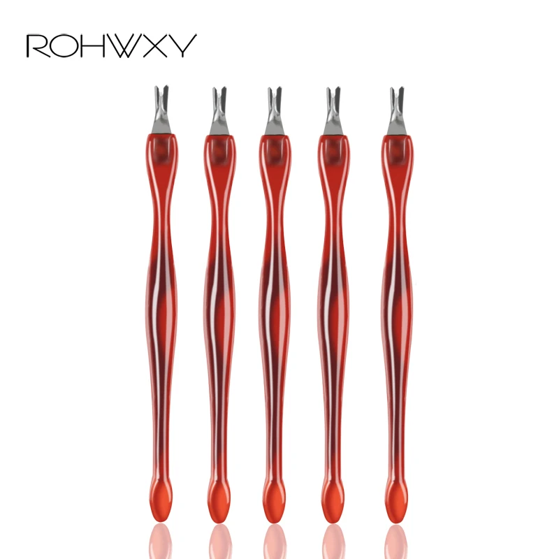 ROHWXY 1/5 шт нержавеющая сталь кутикулы толкатель вилочка для маникюра инструмент