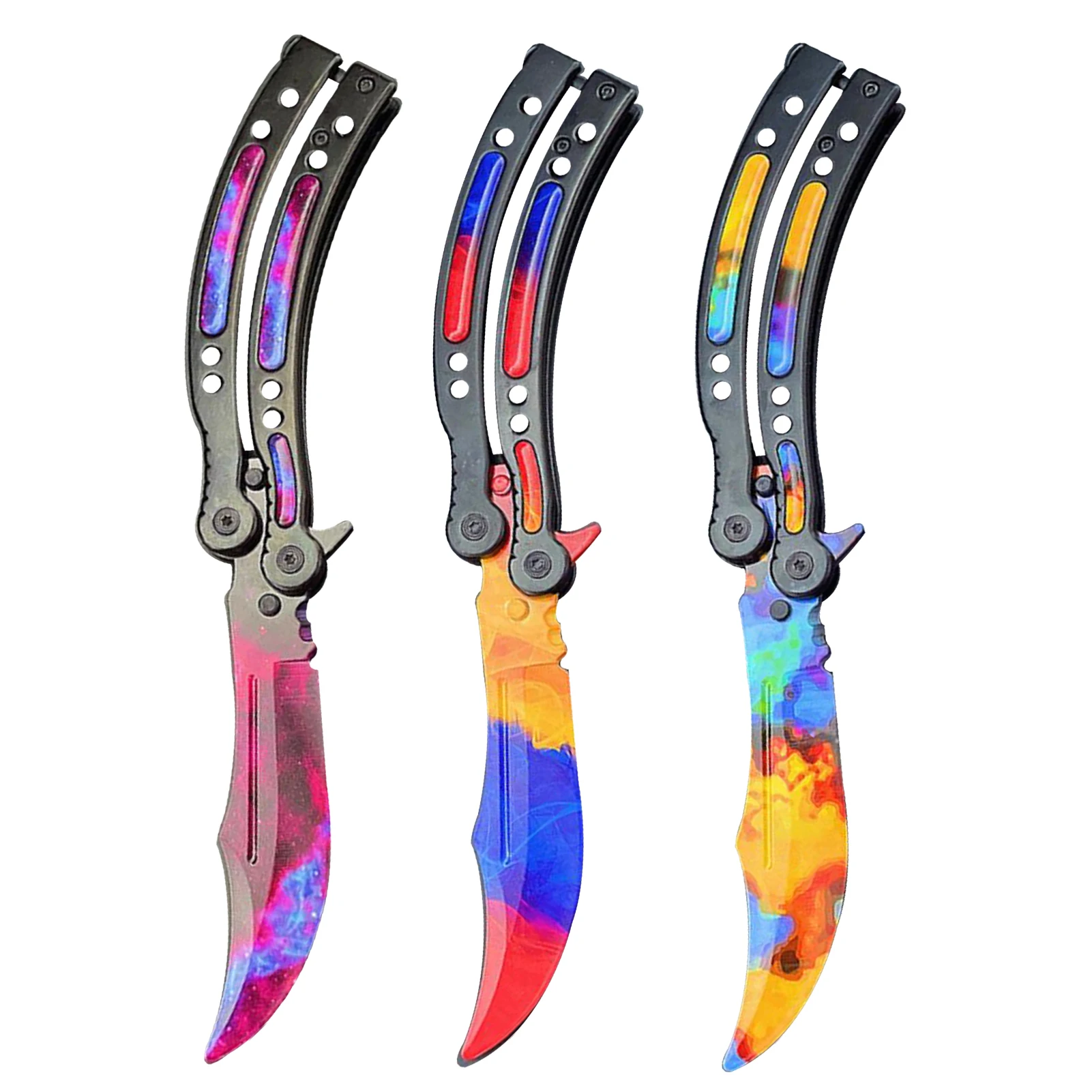 

Butterfly Knifes Training Tool 5Cr13 Stainless Steel Knife CS GO Game Knife Folding Knife No Edge Dull Outdoor Practice tool