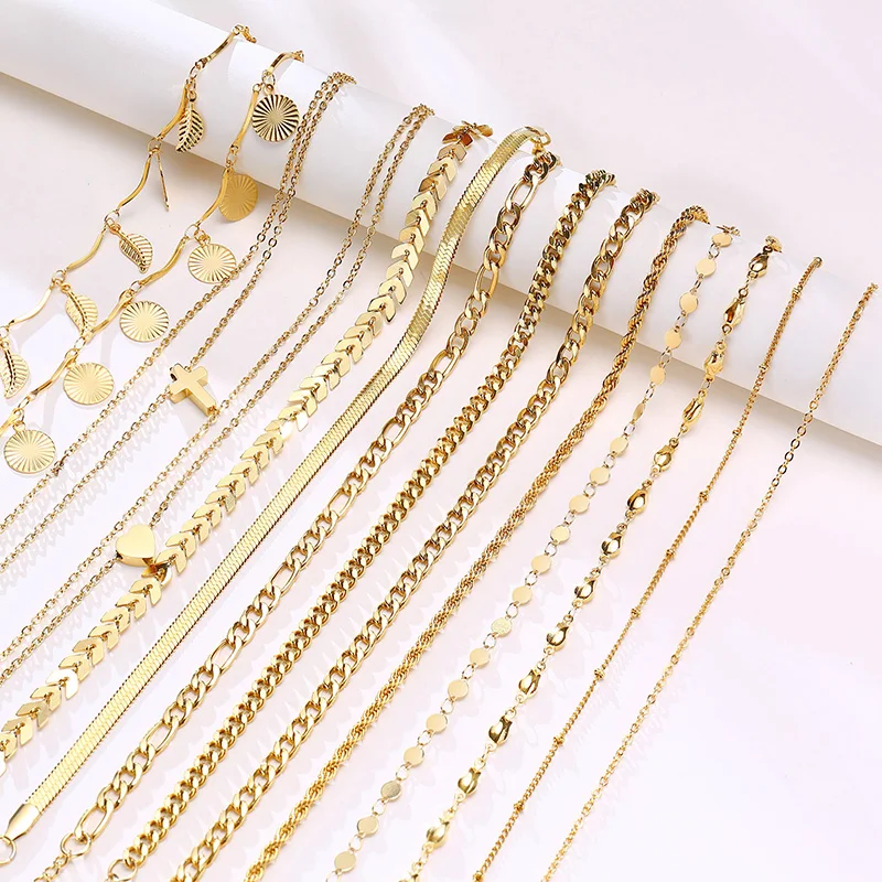 Женская многослойная ножная цепочка из нержавеющей стали с кубинской цепью