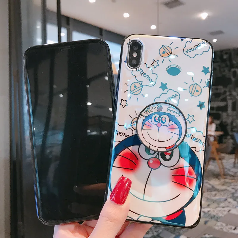 

Blue Ray Doraemon Cartoon Soft Silicone Case With Bracket For iphone X XS XR XS Max 11 11 Pro 11 Pro Max SE 2020 7 7Plus 8 8Plus