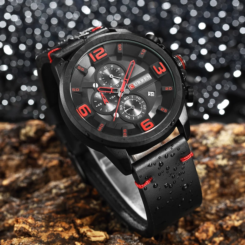 

CURREN Hot Sale Popular Men's Watch Classics Quartz Analog Wrist Watches Chronograph Leather Strap Male Clock Relogio Masculino