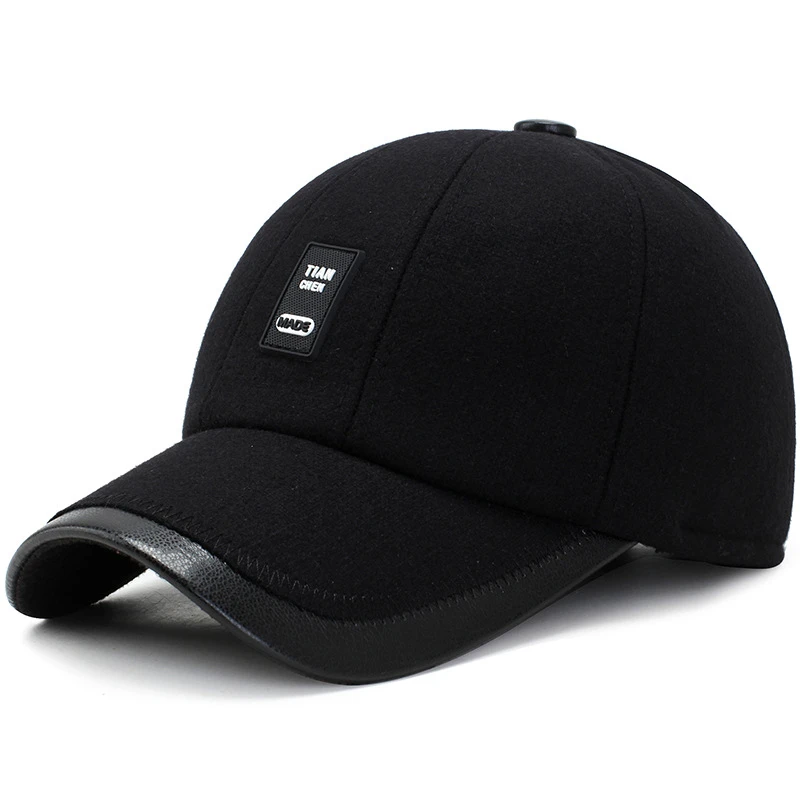 [NORTHWOOD] Gorra Hombre, зимняя мужская бейсболка, уличная теплая утолщенная облегающая Кепка, брендовая бейсболка, шапка для взрослых - Цвет: Черный