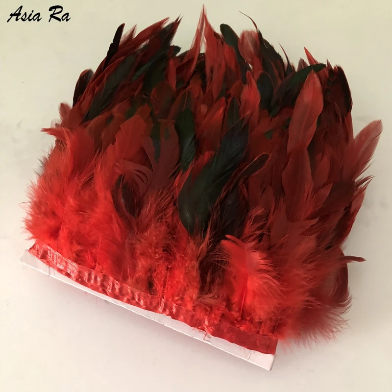 Asia Ra 18 Colors 4-8 inch Height Rooster Coque Feather Fringe Trim for Skirt Dress Costume Roster 10 Meters Red | Дом и сад