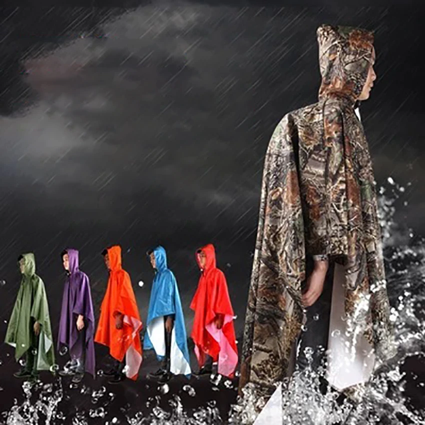 3 in 1 Multi-function Adult Raincoat Male Female Outdoor Backpack Rain Cover for Camping Hiking Rainwear Wateproof Poncho | Дом и сад