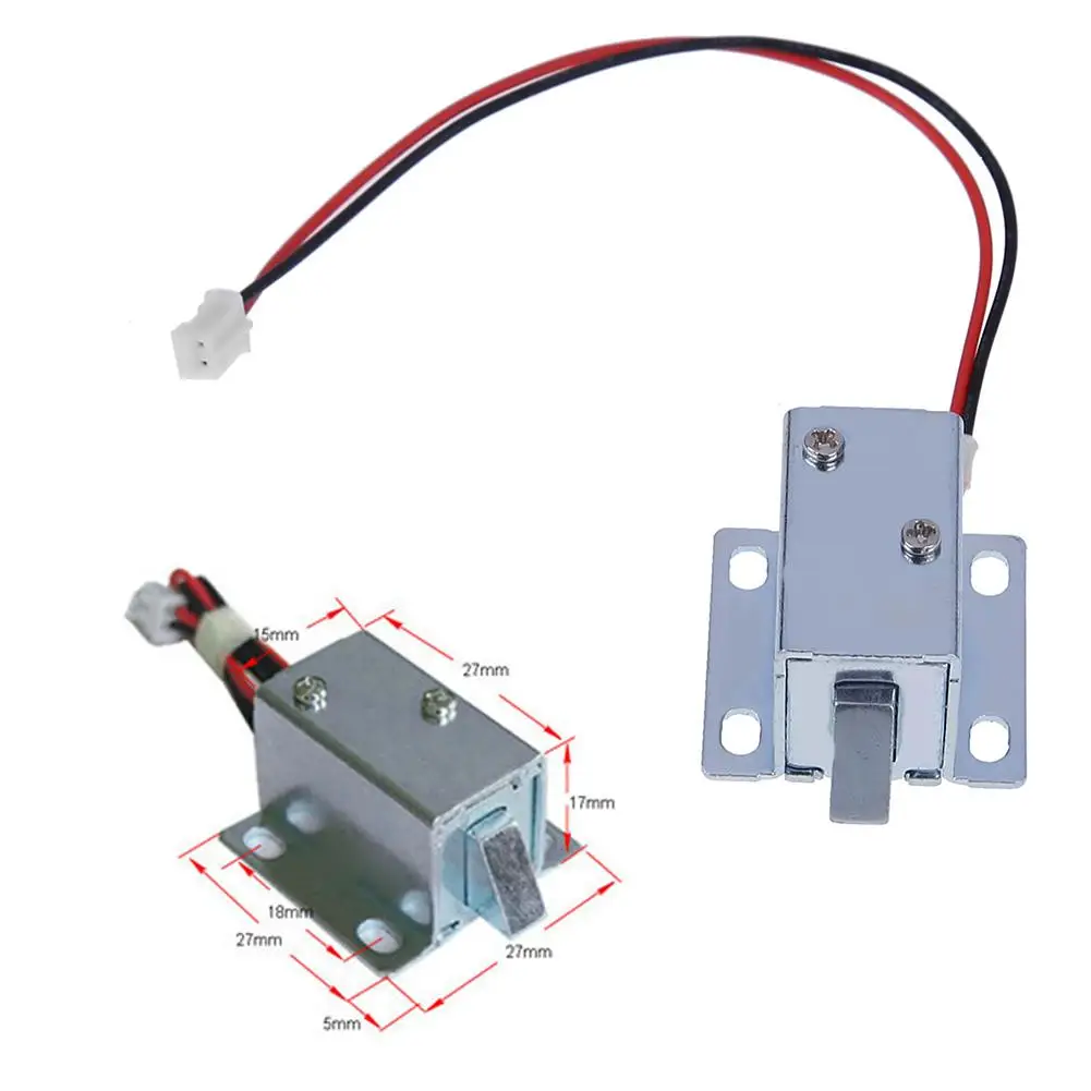 

DC 5V-6V/DC 12V Mini Small Size Solenoid Electromagnetic Electric Control Cabinet Drawer Lock for DIY Project