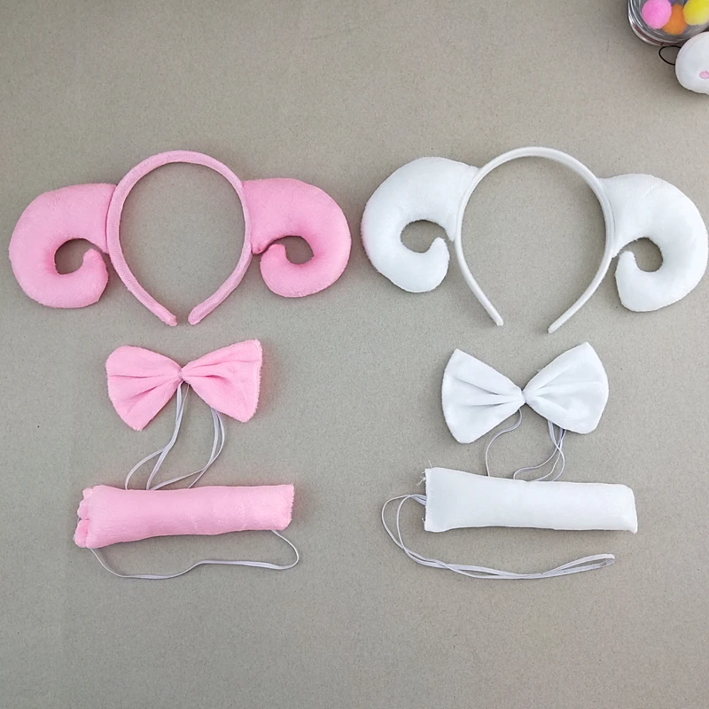 Women Girl Kids White Pink Goat Sheep Headband Tail Tie Skirt Tutu Animal Props Birthday Party Costume Christmas | Тематическая