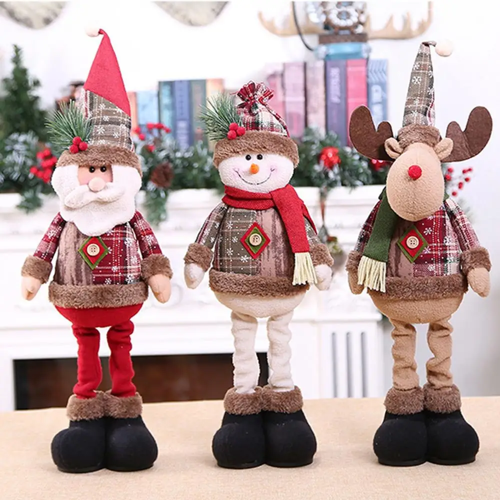 

2022 Santa Claus Christmas Ornaments Tree Decor Elk Snowman Plush Christmas Doll Decorations Navidad Pendant Gift Kid Home Decor