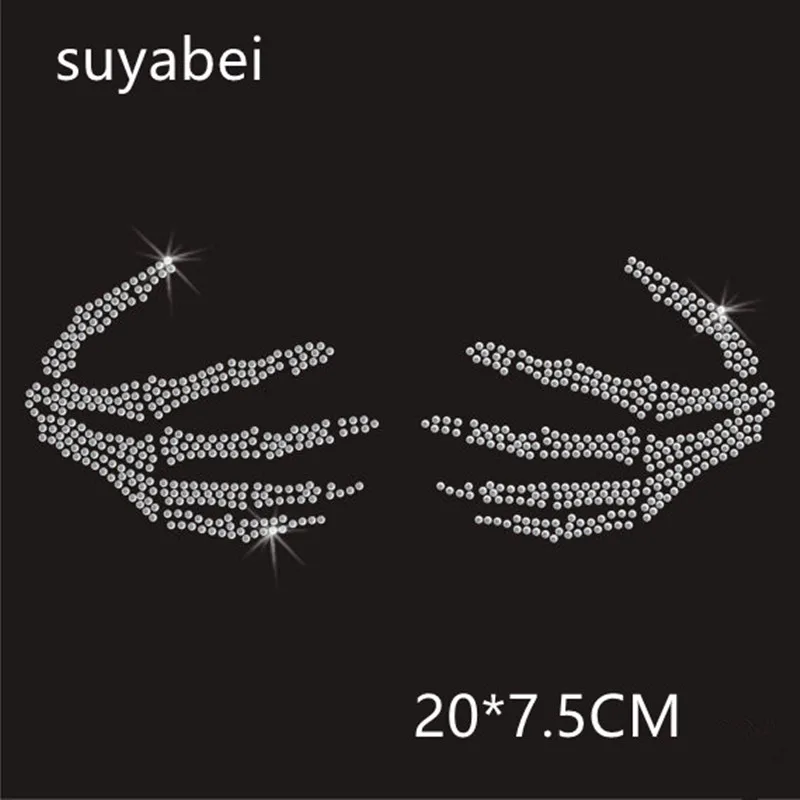 2 шт./лот череп ручной узор из страз горячая фиксация горный хрусталь аппликация