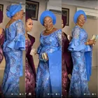 Синие вечерние платья-русалки Aso Ebi, платье с глубоким круглым вырезом и длинным рукавом 34, платье с баской, платье для выпускного вечера, африканские женские платья