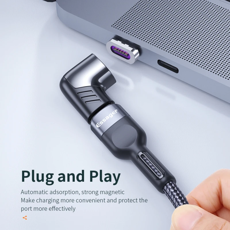 Быстрый Магнитный конвертер Usb Type C под прямым углом 100 Вт, Магнитный адаптер, аксессуары, портативный коннектор кабеля 480 Мбит/с, 5 А