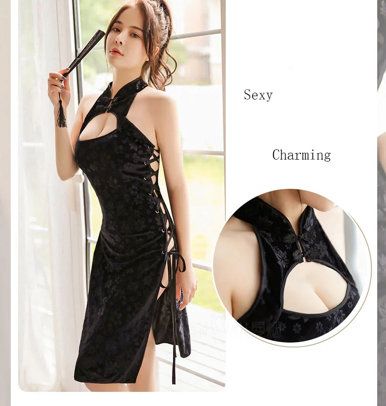 Сексуальное мини-платье Qipao с разрезом на шее, китайский традиционный чонсам, женское белье, Платья для вечеринок, костюм для ночного клуба