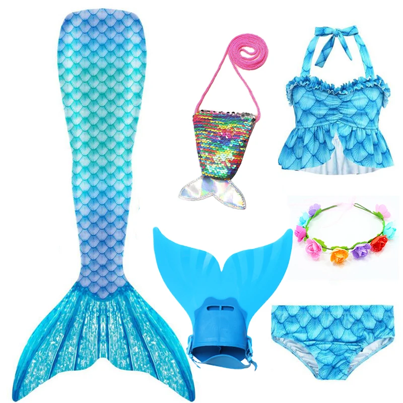 

Children Mermaid Swimming Suit 6PCS Mermaid Tails Swimmable Swimsuit Mermaid Costume Clothes Swimwear Bikini Sets For Girls Kids