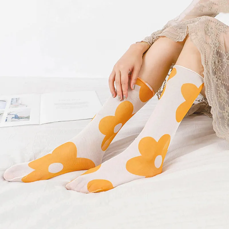 

Cute Mesh Print Socks Kawaii Calzini Harajuku Calcetines Women Designer Chaussette Femme Flowers Woman Sock Thin Mesh Sokken