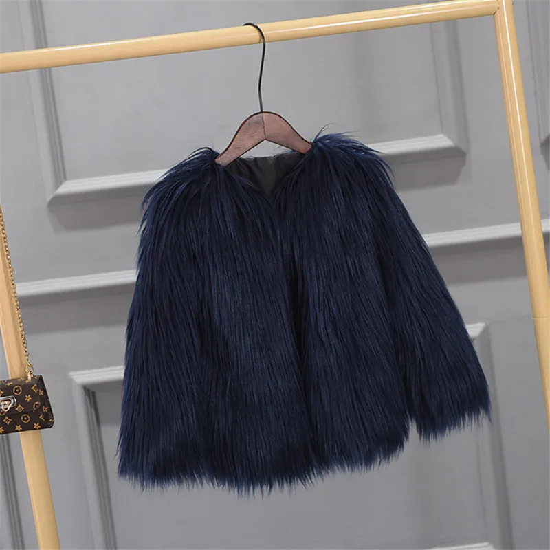 FAMILY Faux Fur Coat Women's Winter Jacket Waistcoat Family Matching Outfits Sheepskin Coat 2021 Mother Kids Fur Coat