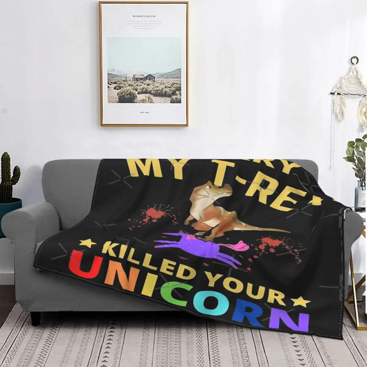 

Извините, мой Ти-Рекс убил вашего единорога, 2 одеяла, покрывало для кровати, Клетчатое одеяло, полотенце, одеяло с капюшоном, утяжеленное оде...