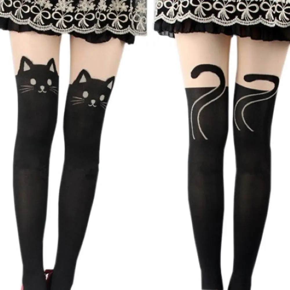 

70% Hot Sell Women Sexy Cat Tail Gipsy Mock Knee High Hosiery Pantyhose Tattoo Leggings Tights