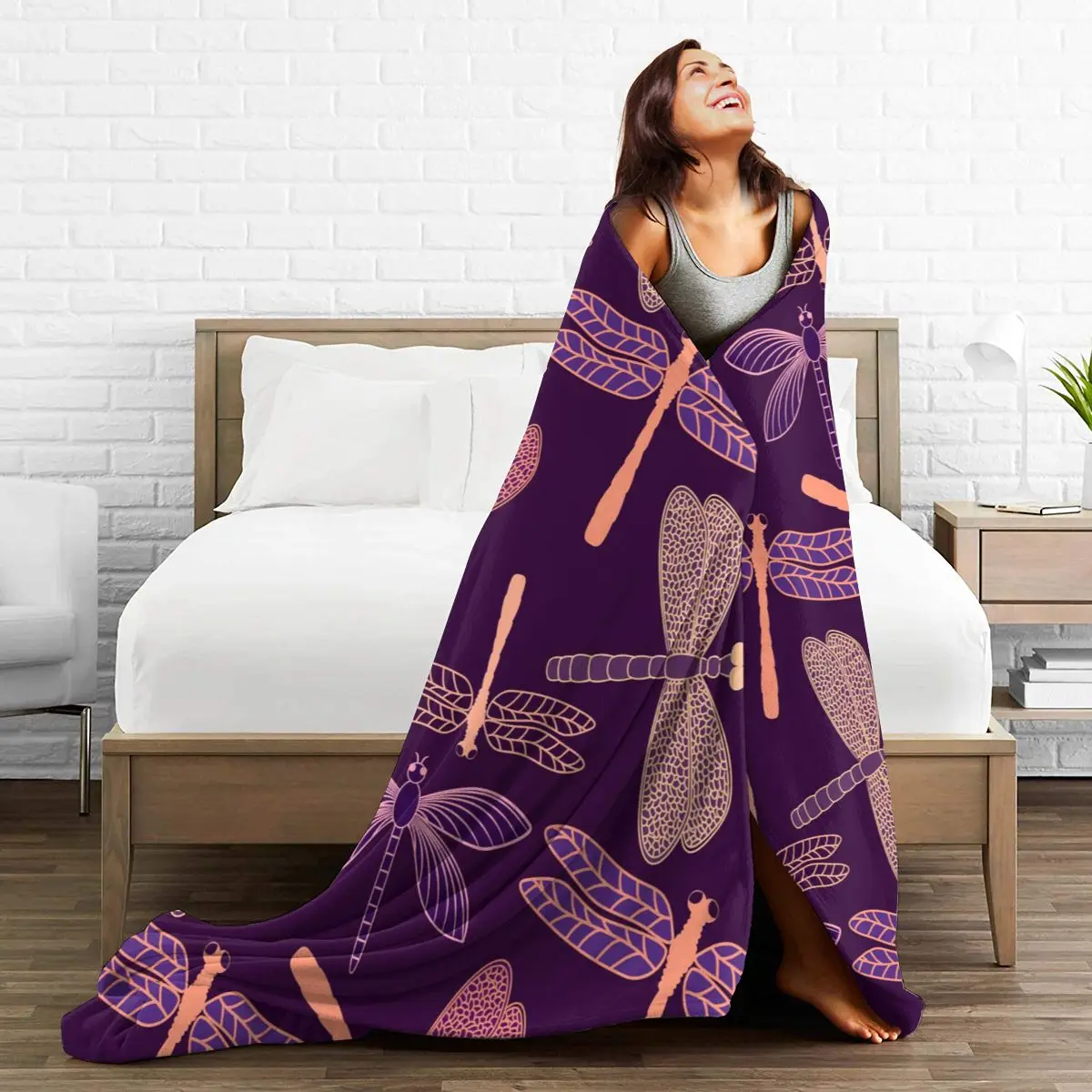 Unique Blanket to Family Friends Dragonfly Design Durable Super Soft Comfortable for Home Gift |