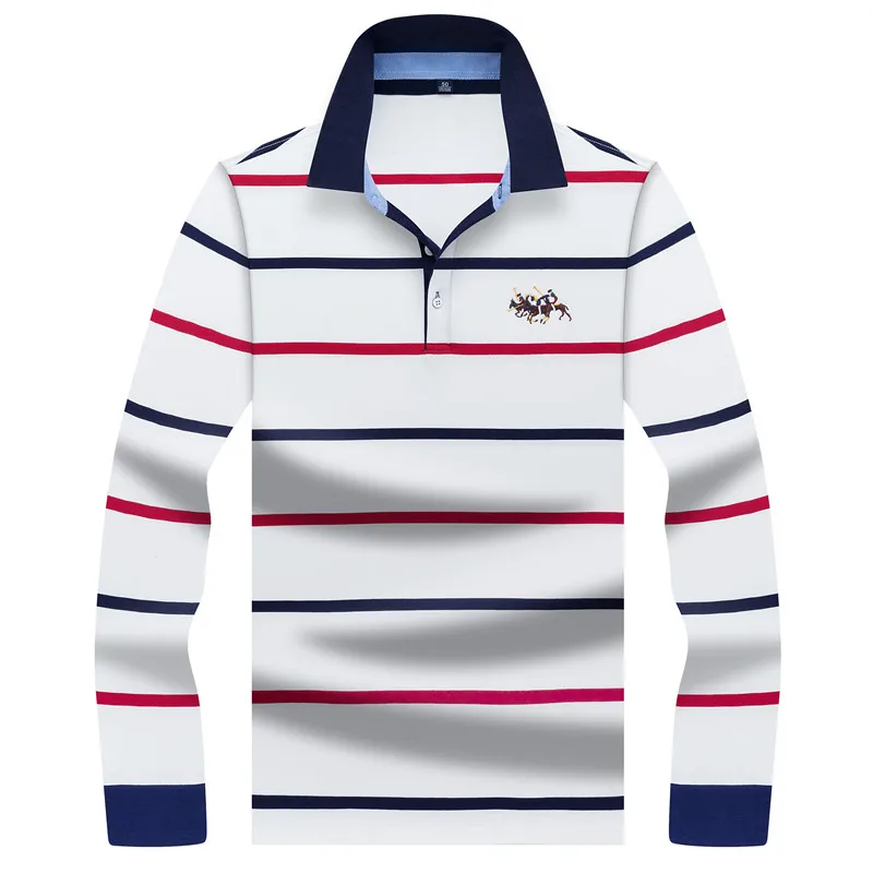 Весенне осенняя мужская рубашка поло с длинным рукавом высокое качество хлопок в