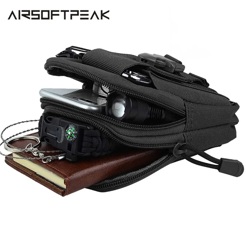AIRSOFTPEAK Тактический мешок Molle Поясная сумка Спортивный подсумок Военный комплект Телефонный чехол для Iphone 7 Сумки для охоты