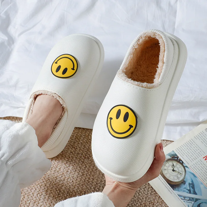2022New Waterproof Cotton Slippers Warm Indoor Non-slip Plush Indoor Ladies Home CoupleThickBottom Slippers MenAutumn And Winter