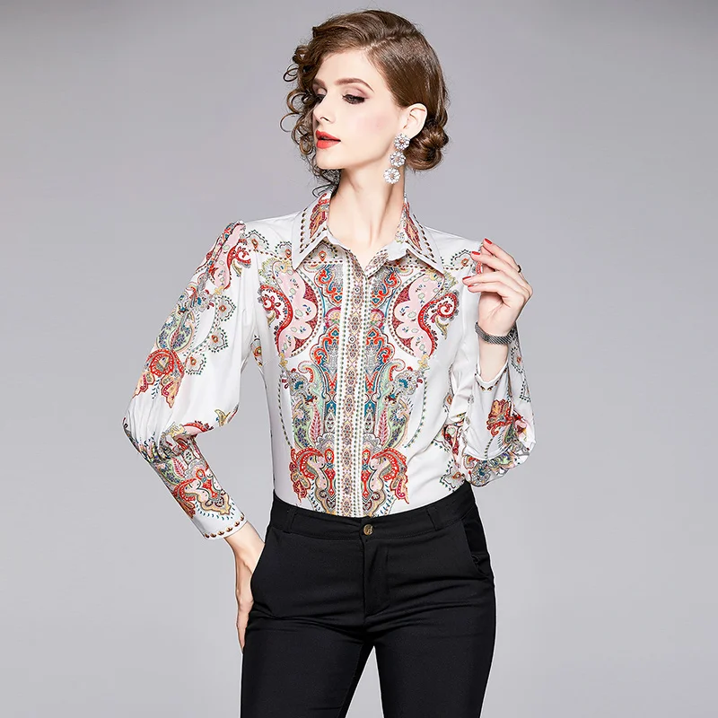 shirt Винтажное мини-платье с цветочным принтом и длинным рукавом, женское платье с поясом и талией, осенняя одежда для женщин - Цвет: shirt