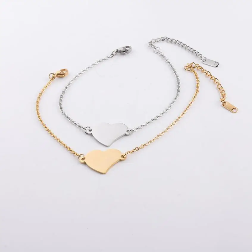 3 шт./лот браслеты в форме сердца для женщин и девочек золотой Стальной Цвет