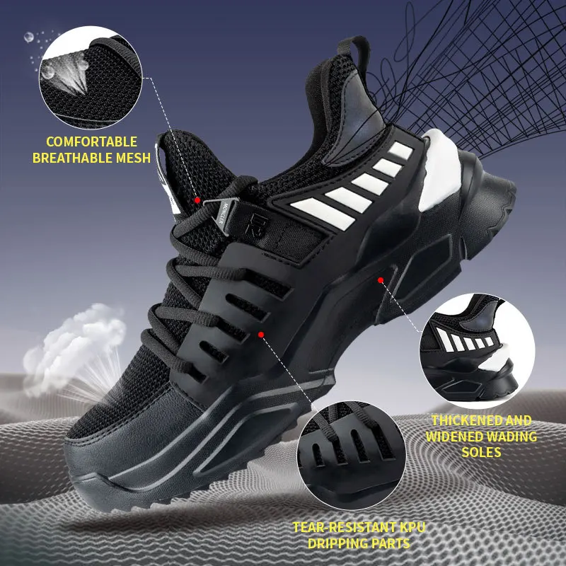 

Mens Safety Shoes Construction-Sneaker Lightweight Steel-Toe Reflective Anti-Smashing Boots for Men Free Shipping Black