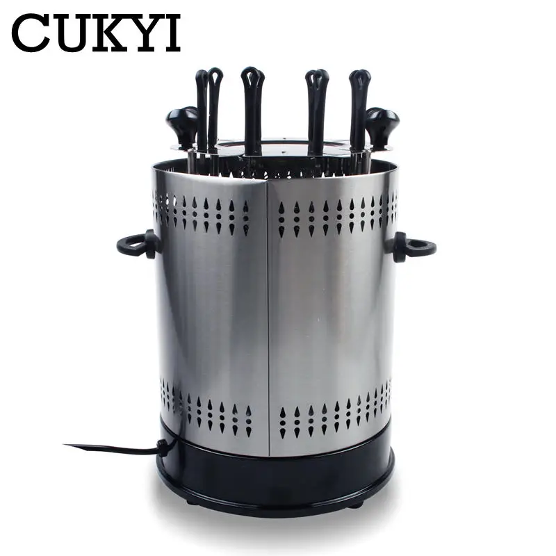 cukyi electric grill 6810 sticks automatic revolving vertical grill timing barbecue tools smokeless mutton bbq skewers machine free global shipping