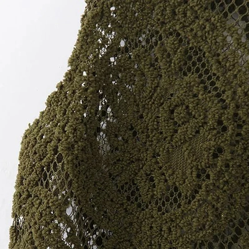 

Women Knitted Vest Fashion Elegant Lady Hollow Out Lace Vests Big Size Female Slim Sleeveless Coat Jackets Long Paragraph