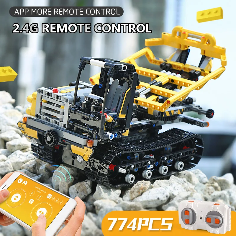 Новая техника автомобиль RC Мотор погрузчик совместим с 42094 гусеничный погрузчик Набор строительных блоков Кирпичи Детские модели автомобилей игрушки