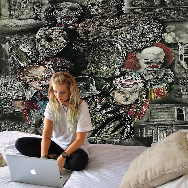 Гобелен с изображением клоуна черепа дьявола уродливая девушка настенные