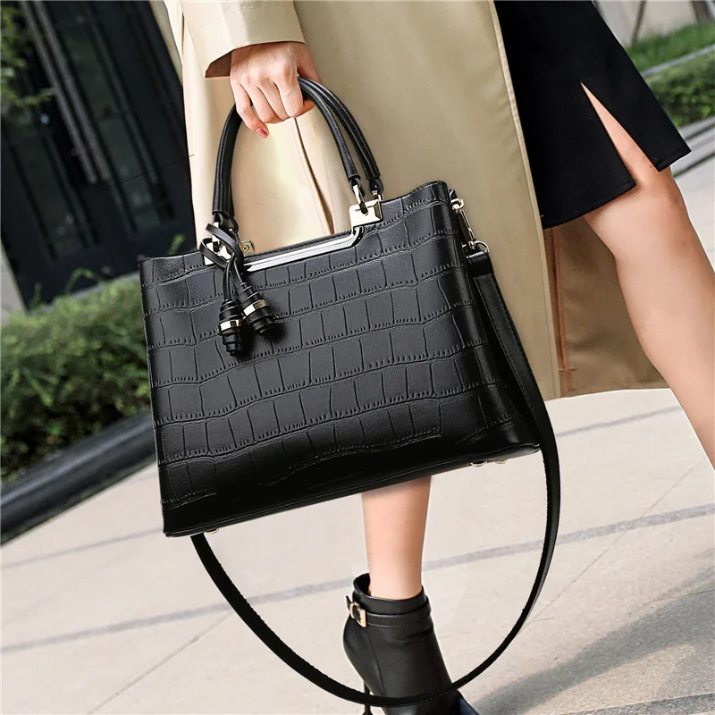 

Luxury Brand 100% Genuine Leather Fashion All-match Crocodile Pattern One-shoulder Messenger Bag Large-capacity Tote Bag Handbag