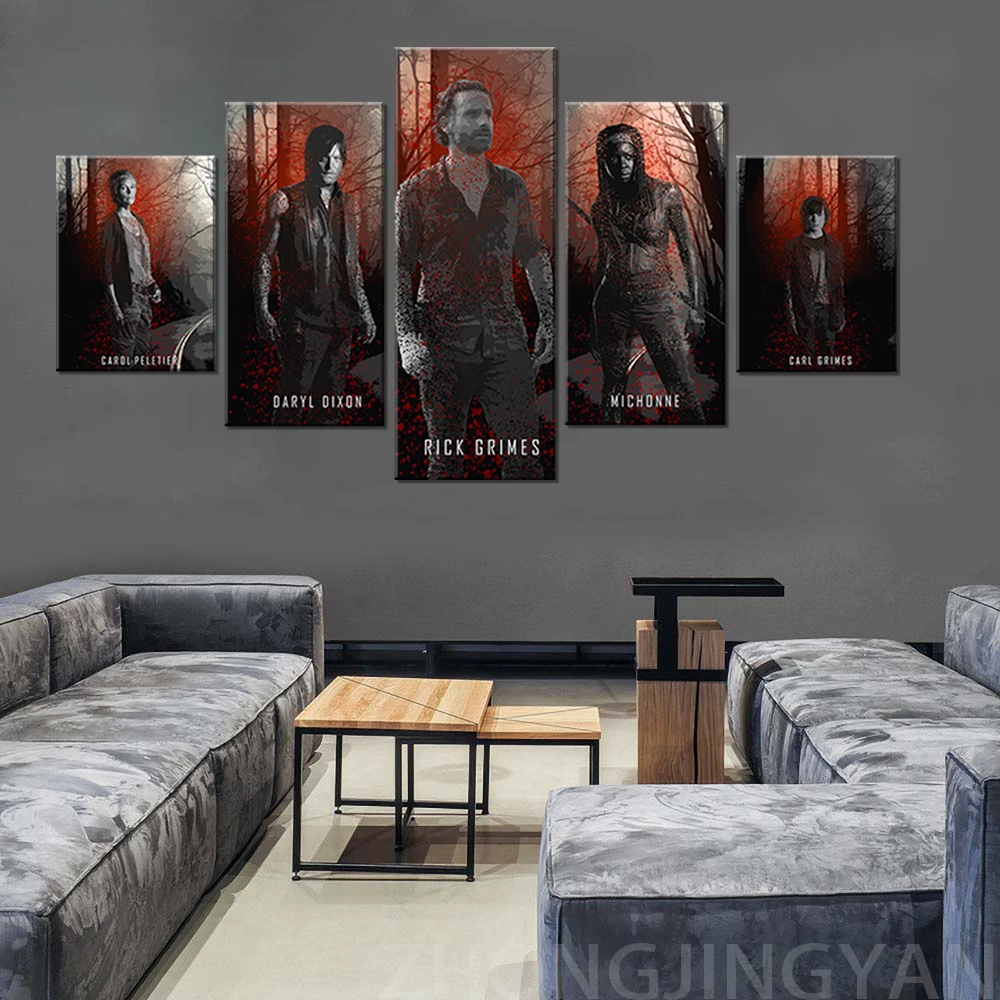 5 шт. абстрактная живопись маслом по мотивам фильма зомби Ходячие мертвецы плакат