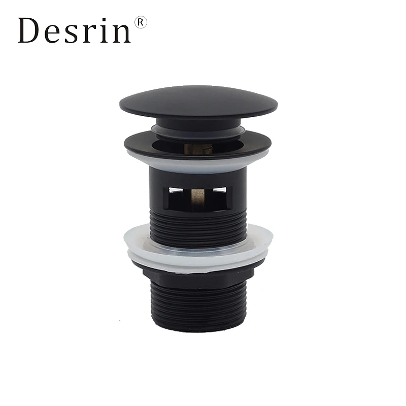 Desrin матовый латунный черный умывальник для ванной комнаты отскакивающий слив