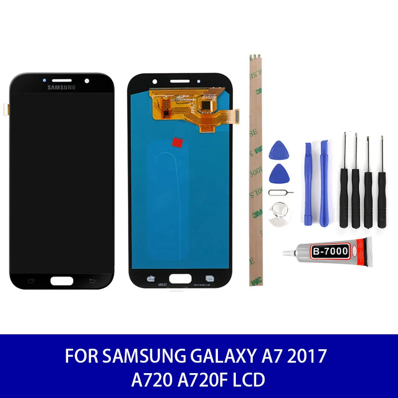 ЖК дисплей для Samsung Galaxy A7 2017 A720 A720F сенсорный экран дигитайзер в сборе Замена +