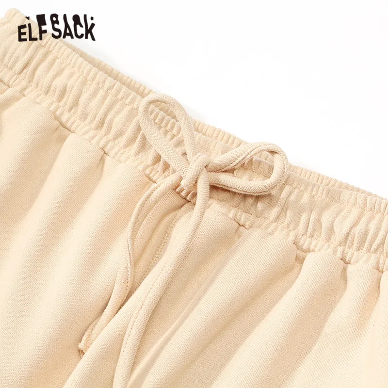 ELFSACK черные однотонные повседневные женские штаны шаровары с вышивкой и