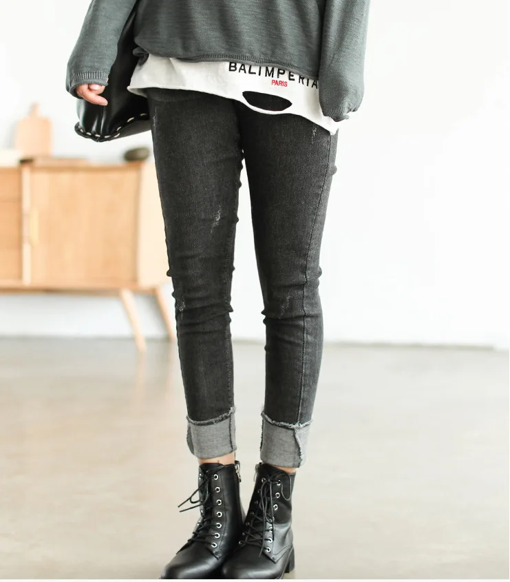 Осенние джинсы Для женщин большой Размеры тонкий типа ретро джинсовые штаны 2019