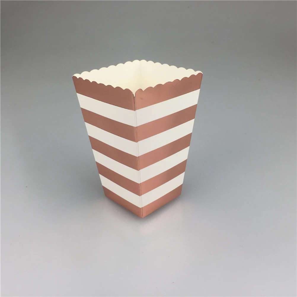 12 шт. бумажные коробки для попкорна пакеты из розового золота коробка полосатые