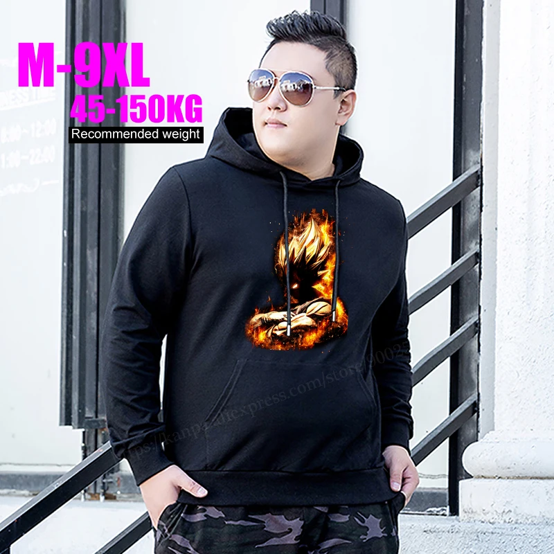 

Толстовка мужская с капюшоном в стиле хип-хоп, черная худи с рисунком аниме, осень/зима, свитшот с мультяшным принтом, 6xl, 7xl, 8xl, 9xl