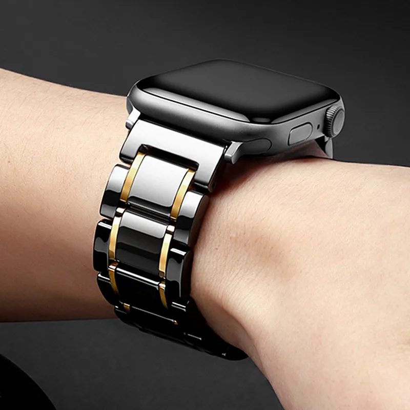 

Ремешок керамический для Apple Watch SE Band 44 мм 40 мм Series 6 5 4, люксовый браслет для iWatch Apple Watch 3 2 1 42 мм 38 мм