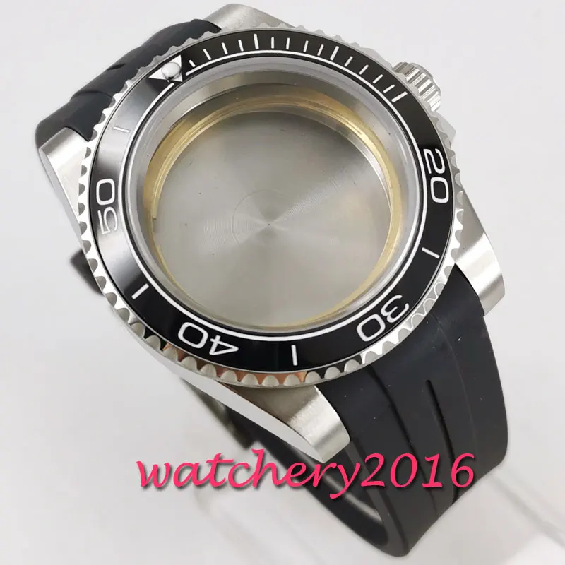 40 мм сапфировое стекло Черная Керамическая рамка часы Чехол подходит для 2836 miyota