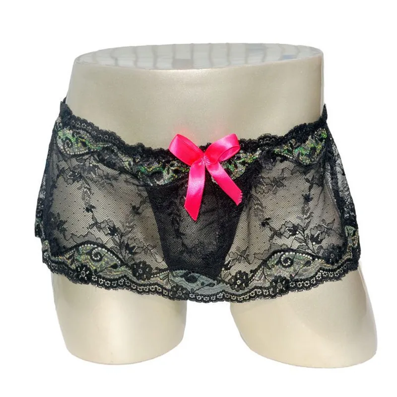 Мужское сексуальное нижнее белье с цветочным кружевом на бретельках эффектом