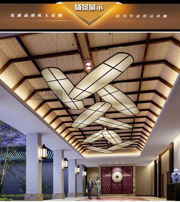 

Creative chandelier in hotel lobby Chinese villa corridor aisle homestay tea restaurant art leaf chandelier