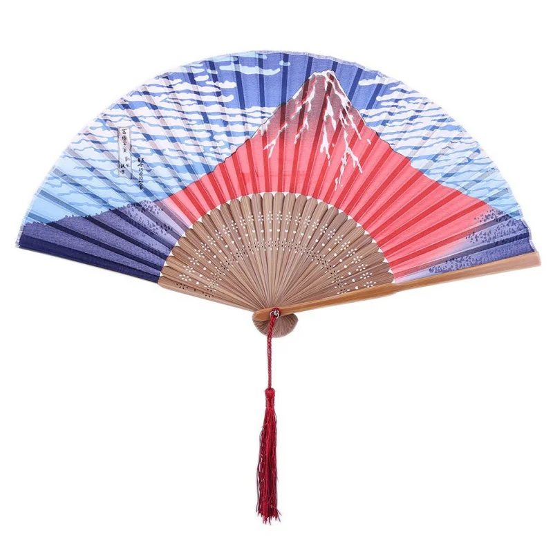 Японский декоративный ручной складной веер из шелка и бамбука можно