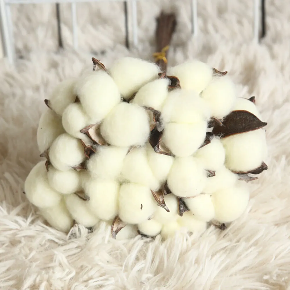 White 10 шт. красочные хлопковые сушеные цветы свадебные капок букет натуральные Утюги вечные ветви хлопка домашний сад Флорес искусственные - Цвет: White