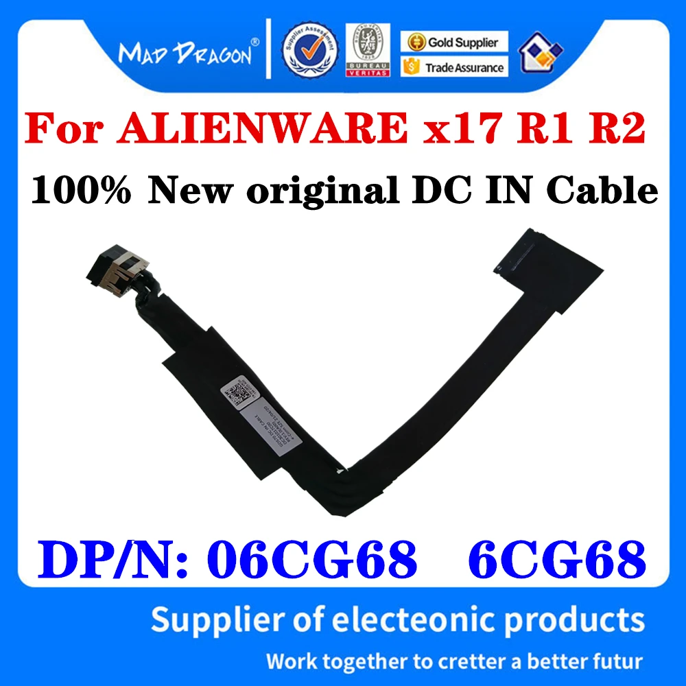 

New Original 06CG68 6CG68 GDS70 DC301017C00 For Dell ALIENWARE x17 R1 R2 Laptop DC IN Cable DC-IN Line Power Input Jack With