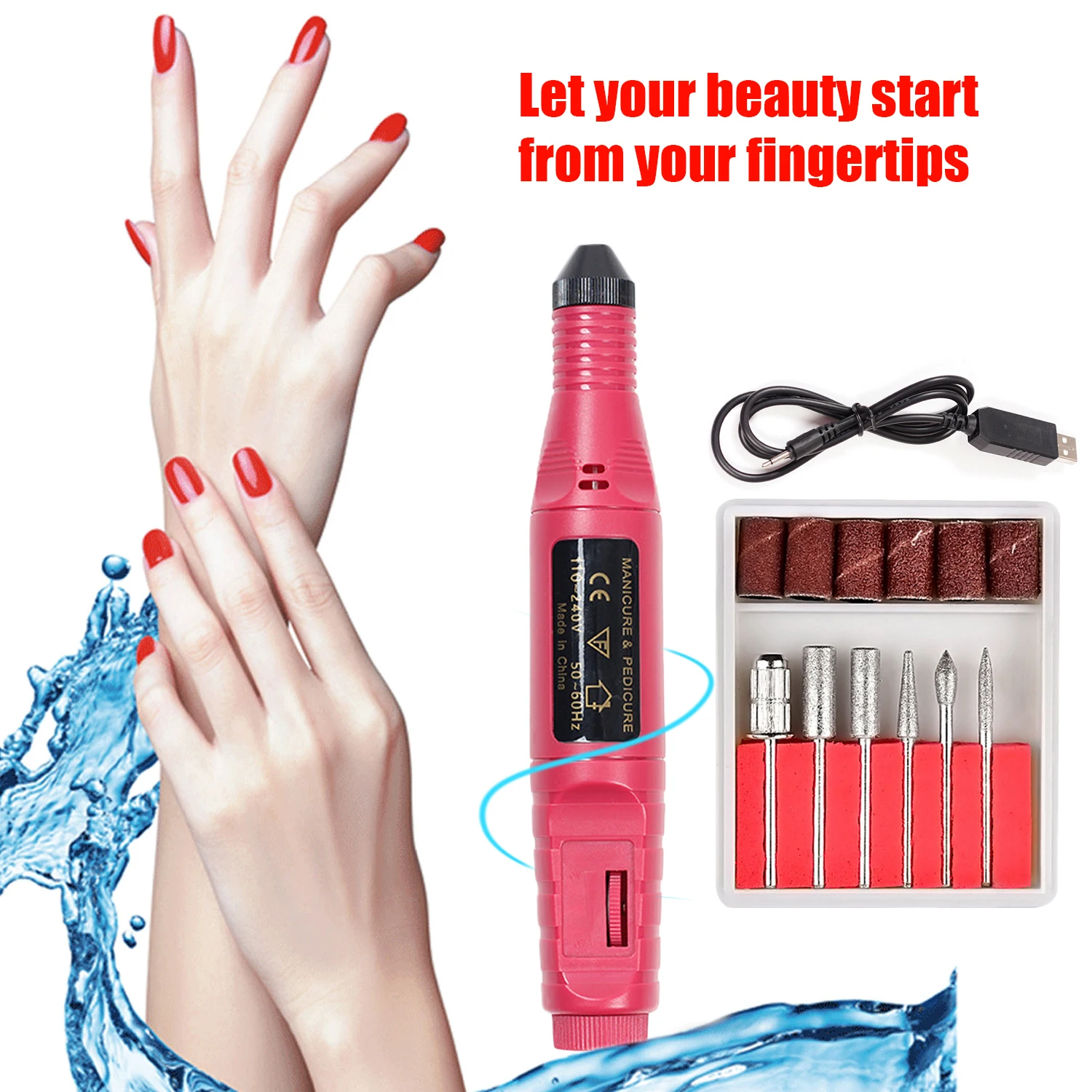 1 Набор Мини USB Электрический Фрезер для ногтей сверлильный станок с 6 шт. сменных