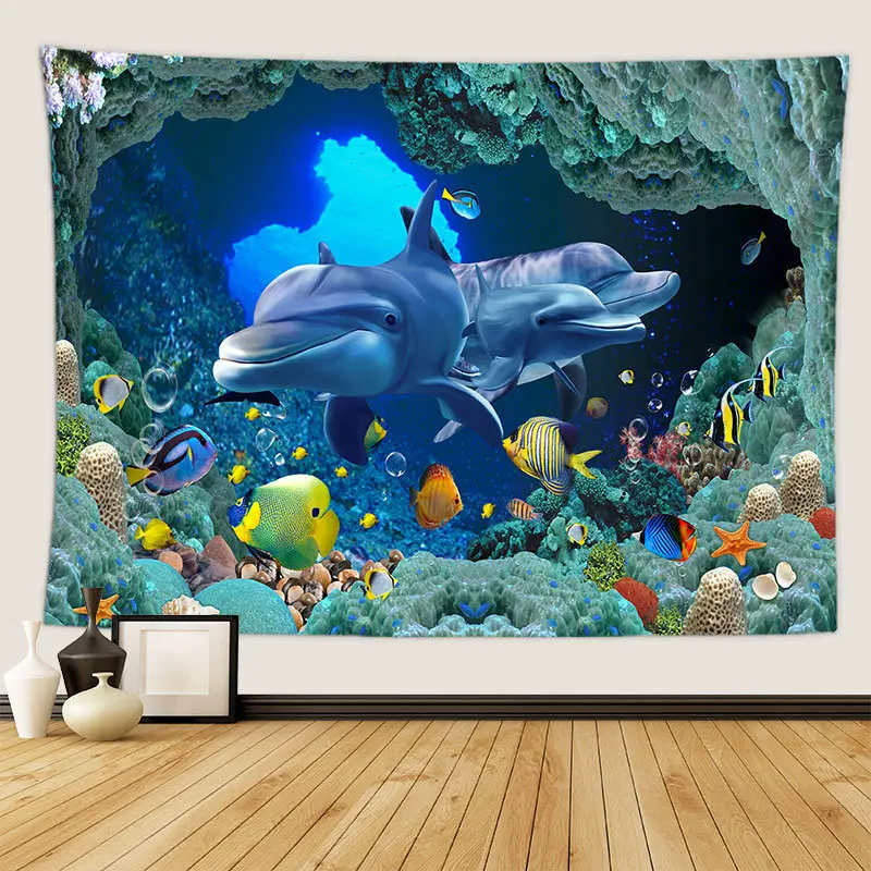Гобелен с дельфином и русалочкой ковер для океан пляжа украшение в стиле хиппи