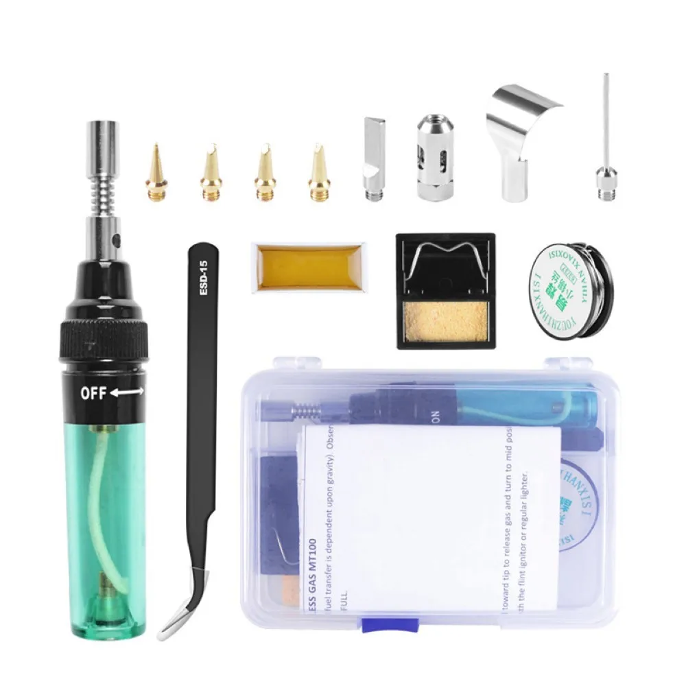 

Gas Soldering Iron Set MT100 Portable Cordless Solder Iron Pen Butane Gas Torch Soldering Welding Tools For Electronics Home DIY